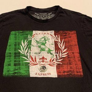 Express Graphic Tee- Mexican Flag on Black, Very Soft Tshirt